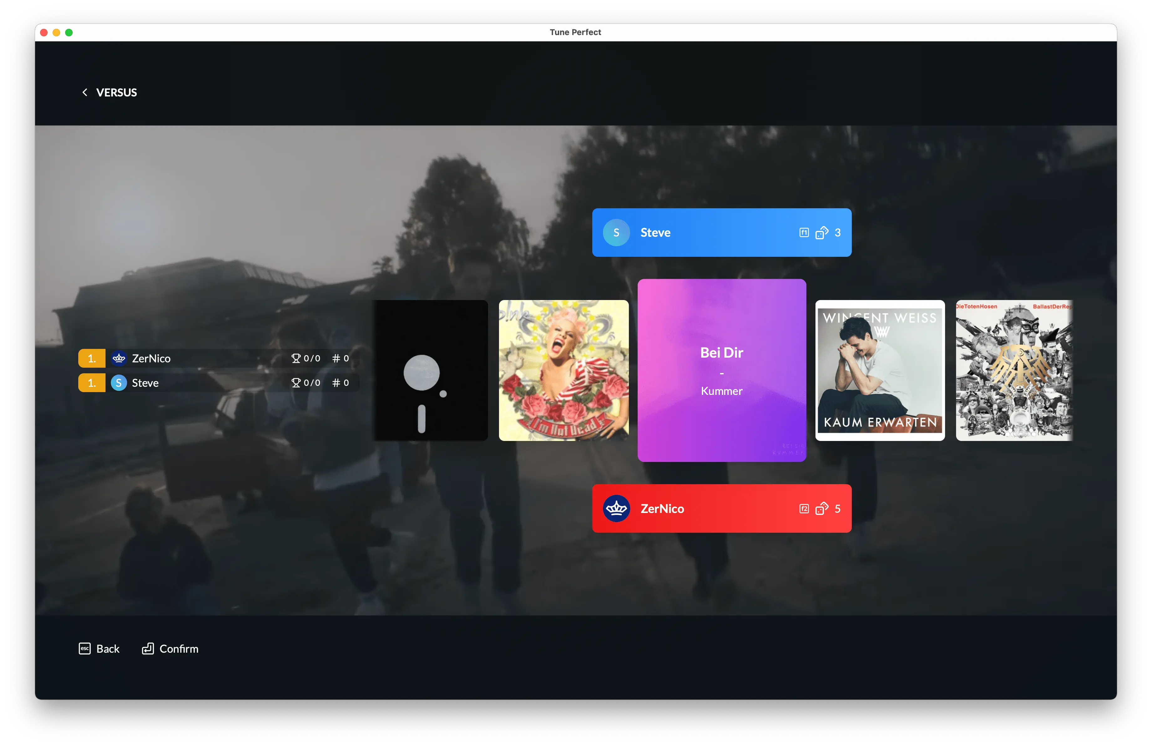 Screenshot of Tune Perfect versus party mode